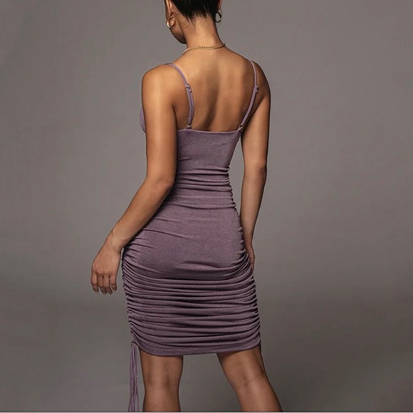PURPLE RUCHED DRESS NWOT - Picture 2 of 3